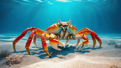 Vibrant King Crab Standing On Sandy Ocean Floor