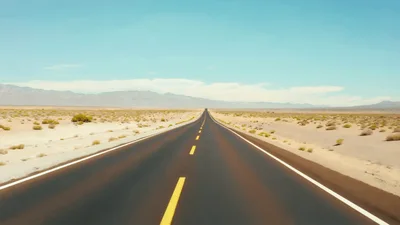 Driving Down A Long Desert Highway