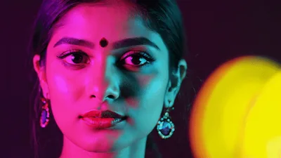 Portrait Of A Young Indian Woman With Dynamic Lighting