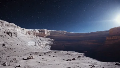 Cinematic View Of A Barren Alien Moon Surface