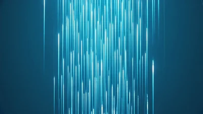 Abstract Blue Light Streaks Falling Downward