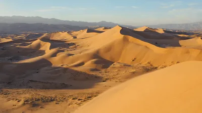 Aerial View Of Vast Desert Sand Dunes