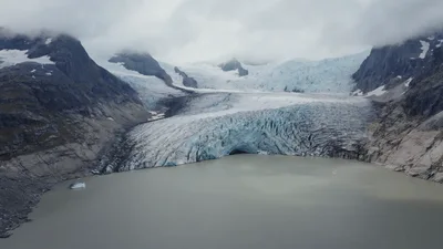 Aerial View Of Nigardsbreen Glacier And Proglacial Lake