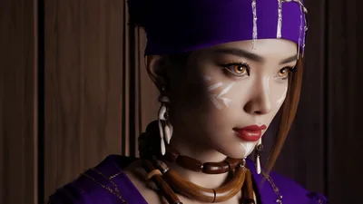 Portrait Of A Young Woman With Tribal Makeup