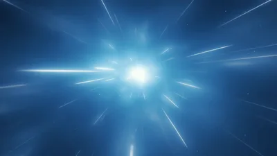 Hyperspace Warp Speed Travel Through Blue Starfield