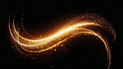 Golden Glittering Particles Flowing In A Wavy Motion