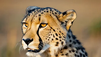 Close Up Portrait Of A Cheetah Looking Around