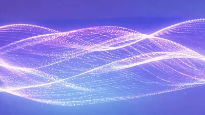 Abstract Glowing Particle Waves Flowing In Digital Space
