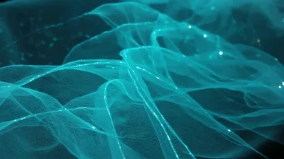 Abstract Teal Fabric Waves With Shimmering Particles