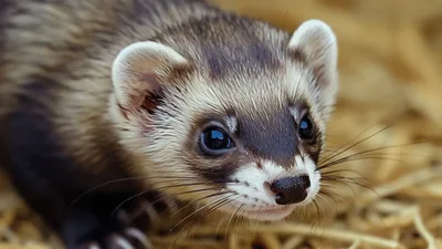 Close Up Portrait Of A Cute Domestic Ferret