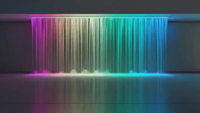 Abstract Waterfall With Shifting Neon Gradient Lighting