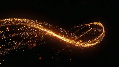 Golden Glitter Particles Flowing In A Swirling Motion