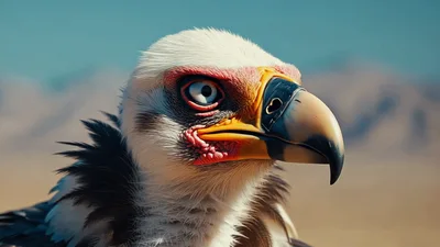 Close Up Portrait Of A Vulture Turning Its Head