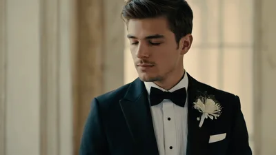 Handsome Groom Looking Down During Wedding Ceremony