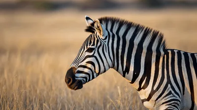 Zebra Standing Still In The African Savanna