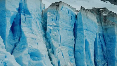 Close Up Of Massive Blue Glacier Ice Wall