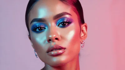 Portrait Of A Woman With Vibrant Neon Makeup