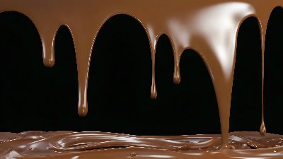 Liquid Chocolate Drips Down Against A Black Background