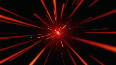 Abstract Red Light Streaks Moving Through Space