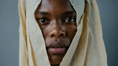 Portrait Of A Young African Woman Wearing A Headscarf