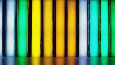 Vertical LED Light Panels Changing Colors In Sequence