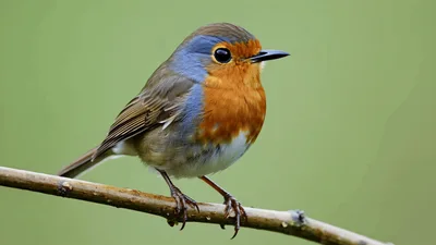 European Robin Perched on a Branch