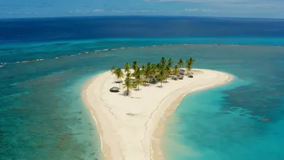 Aerial View Of A Tropical Sandbar Island