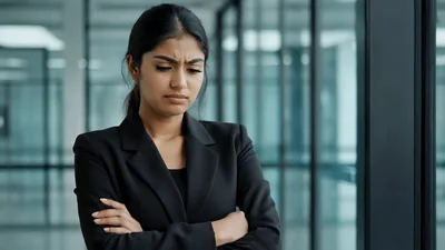 Professional Indian Businesswoman Looking Disappointed In Office