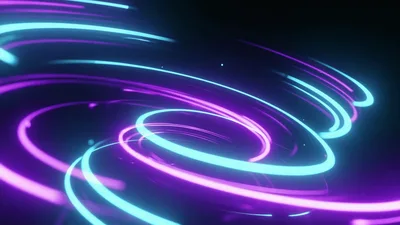 Neon Purple And Blue Light Trails Swirling In Darkness