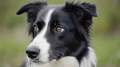 Close Up Portrait Of A Border Collie Dog
