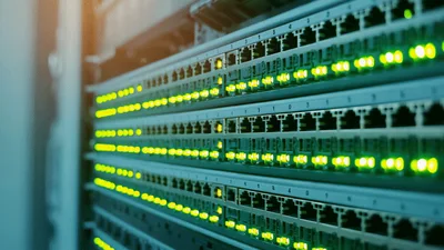 Blinking Green Status Lights On Network Server Rack