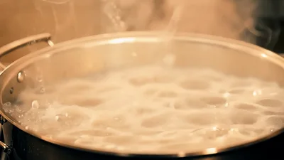 Boiling Water In A Large Stainless Steel Pot