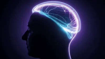 Digital Brain Neural Network Visualization In Human Head