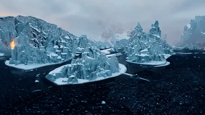 Aerial View Of Glacial Ice Formations In Frozen Landscape