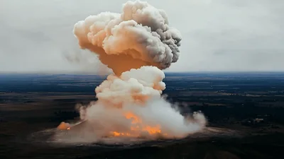 Massive Controlled Explosion Of A Large Industrial Structure