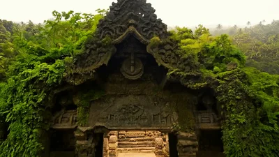 Aerial View Of Ancient Stone Temple In Lush Jungle