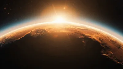 Sunrise Over The Surface Of Mars From Space