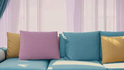 Modern Living Room Interior With Colorful Sofa