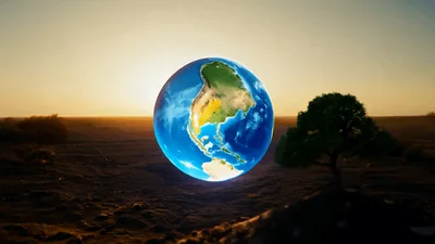 Small Tree on Hill Transforming into Earth Globe
