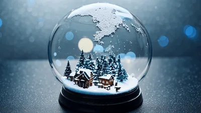 Snow Globe With Miniature Winter Village Scene