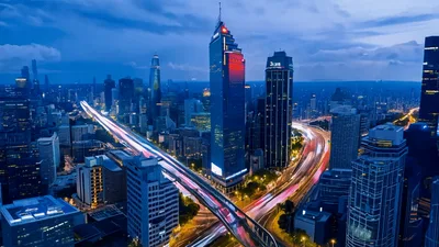 Aerial Time Lapse of Jakarta Cityscape at Night