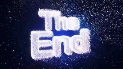 The End Text Animation With Glowing Particle Effects