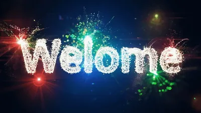Welcome Text Animation With Fireworks And Light Effects