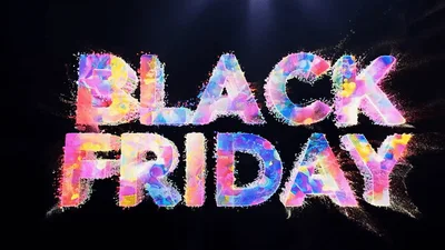 Black Friday Text Reveal With Colorful Particle Explosion