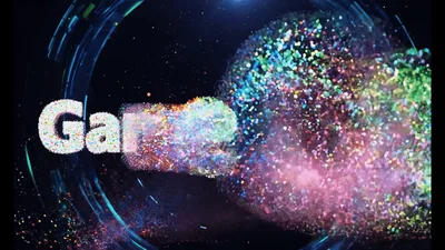 Colorful Particle Explosion Forming Game Over Text