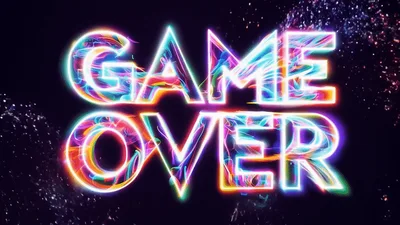 Neon Game Over Text Animation With Colorful Light Trails