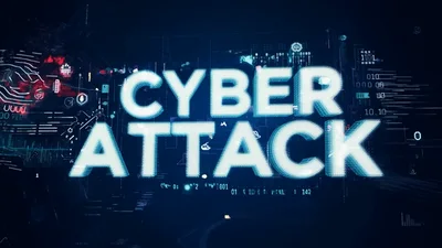 Cyber Attack Text Animation With Digital Data Background