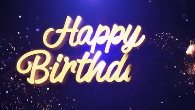 Happy Birthday Text Animation With Fireworks And Confetti