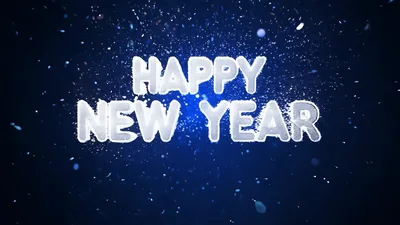 Happy New Year Text Animation With Glowing Particles