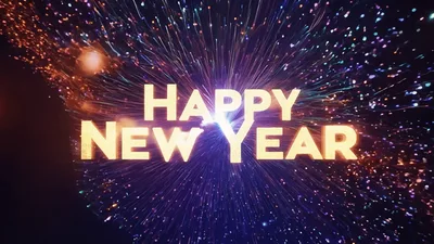 Happy New Year Text With Exploding Colorful Fireworks